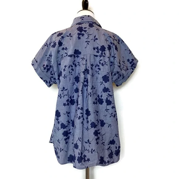 Como Vintage Chambray Floral Work Shirt L - Picture 3 of 9